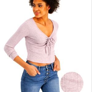 Hippie Rose wild orchid junior ruched knit top Size XL